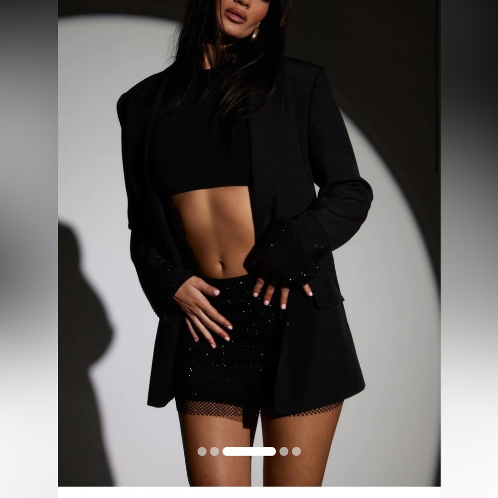SLA the label black diamante cuff blazer